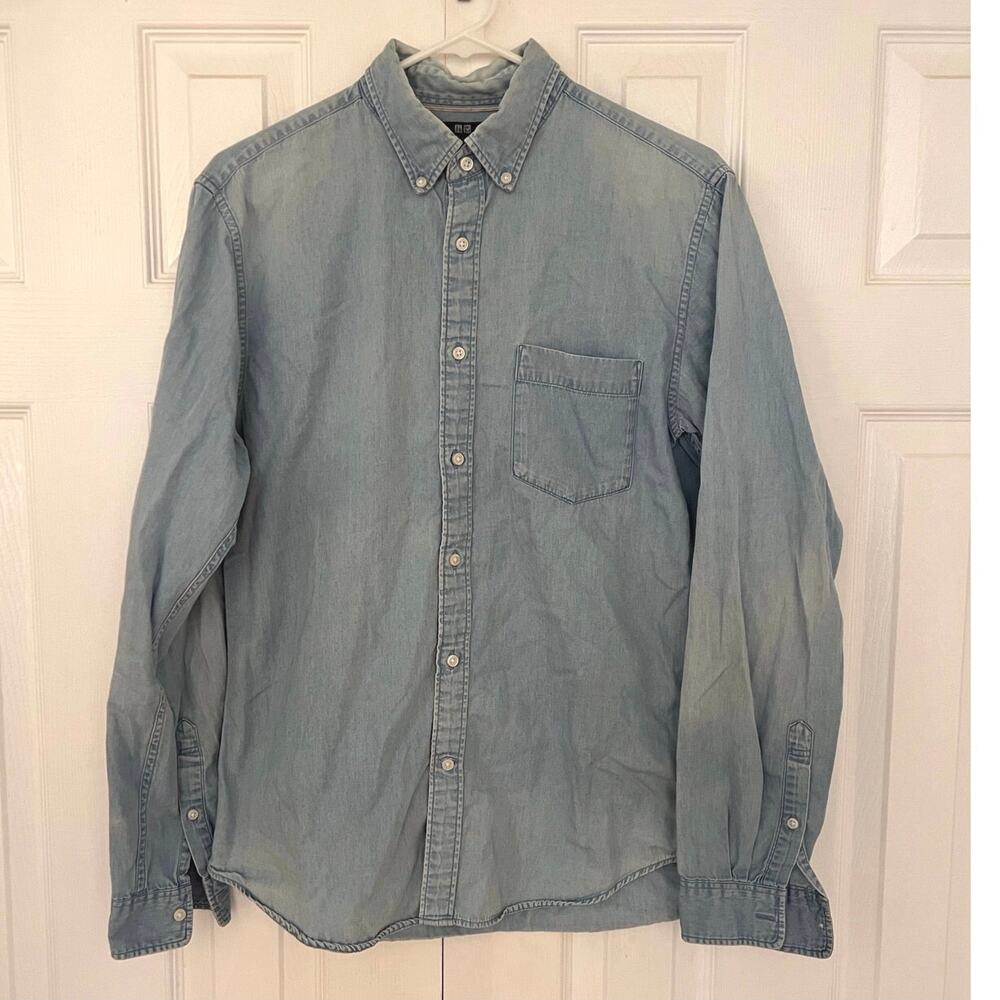 Uniqlo Slim Fit Pale Blue/Gray Button Up Classic Shirt